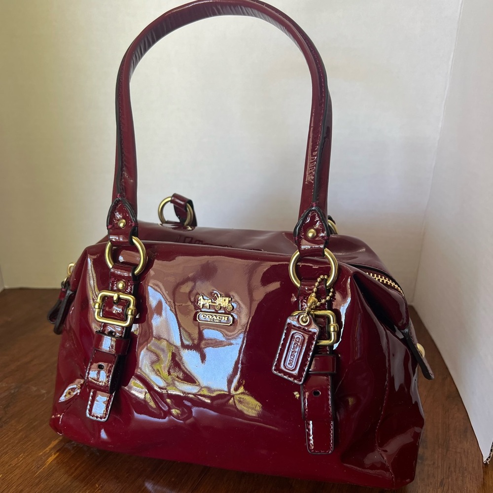 Coach Cherry Red Patent Leather Mini Satchel Rare Y2K Style Gold Hardware 48468